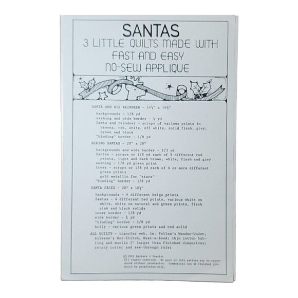 Little Brown House 3 SANTA Quilt No Sew Applique Patterns Wall Hanging reindeer - Picture 3 of 3